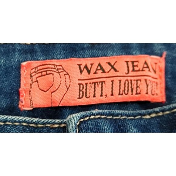 Wax Skinny Jeans Butt I Love You Womens Size 7 Distressed Cuffed Hems Denim - Picture 2 of 4